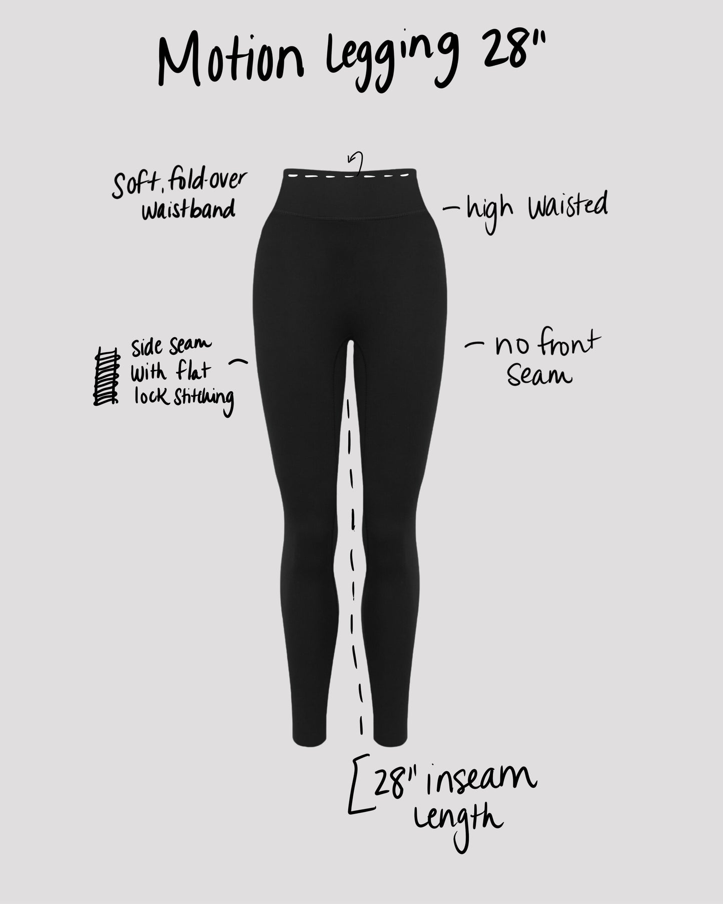 MOTION LEGGINGS 28" - BLACK
